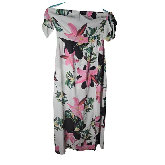 Parisian Petite Floral Maxi Dress With Off-Shoulder Design Sheer Overlay & Tie-S - Picture 8 of 8